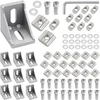 10 vnt. kampinių tvirtinimo medžiagų rinkinys, 90 laipsnių kampo jungtys, aliuminio profilis su priedais, skirtas tvirtinti 30 x 30 profilius, aliuminio 3d spausdintuvas, „pasidaryk pats“ projektai (6 griovelis)