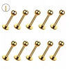 10 vnt. Titano Labret auskarai, auksiniai, vidinis sriegis 1,2/12/3
