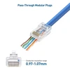 100 vnt. Cat 6 Rj45 jungtys su praeinančiu dizainu