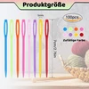 100 vnt. plastikinių siuvimo adatų, 7 cm, didelė akelė, spalvotos