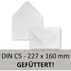 100 vokų C5 - balti - iškloti natūraliu baltu popieriumi - 100 g/m² - 22,7 x 16,0 cm - sudrėkinami klijai