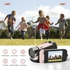 1080p hd skaitmeninis fotoaparatas, 16x priartinimo vlogų vaizdo kamera su 2,4 colio pasukamu ekranu fotografijai, nešiojamas 16 mp asmenukių fotoaparatas su papildoma šviesa (rožinis)