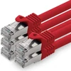 10m - reds - Cat.7 - tinklo kabelis patchcable lancable ethernet (komplektas) - 10gbase-t - 10000 mbps - Cat7 S-ftp dvigubai ekranuotas Pimf 600mhz