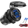 12 V usb lizdo laido aliuminio automobilinis įkroviklis su keliais prievadais, dvigubas usb qc 3.0 prievadas ir pd usb-c lizdas su voltmetro jungikliu automobiliui, valčiai, jachtai, sunkvežimiui, greitas įkrovimas, skirtas iphone ipad android mobiliesiem