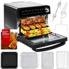 14l mini orkaitė-gruzdintuvė universali 1800w airfryer xxl su langu, 11-in-1 orkaitė maksimali temperatūra 210°c jutiklinis ekranas, karšto oro gruzdintuvė mini orkaitė su 7 priedais ir receptų knyga