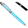 2 in 1 capacitive touchscreen stylus pen ir ballpoint rašiklis su swarovski kristalais + 2 papildomi užpildai, mėlynas