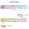 2 lanksčių liniuočių rinkinys mokyklai, lanksti 30 cm liniuotė, minkšta plastikinė liniuotė su spalvų gradientu, lanksti liniuotė su centimetrine ir coline skale studentams, vaikams, klasei, biurui, namams