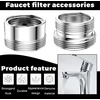 2 metalinių maišytuvo adapterių rinkinys nuo 18 mm iki 22 mm / nuo 22 mm iki 18 mm, vandenį taupantis metalas, maišytuvo aeratorius, metalinis adapteris vandeniui taupyti skirtam virtuvės maišytuvui