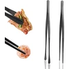2 nerūdijančio plieno gaminimo pincetų rinkinys, 30 cm virtuvės pincetų rinkinys, profesionalūs virtuvės pincetai, preciziški dantyti pincetai Bbq, stovyklavimui, remontui, patiekimui, gaminimui, kepimui