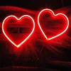 2 raudonų led širdelių ženklų rinkinys, maitinamas baterijomis, neoninė širdelė, valentino dienos meilės lempa vestuvėms, mergaitėms, moterų kambario sienų dekoravimui, kalėdinės valentino dienos dovanos žmonoms, 19,8 x 20,8 cm