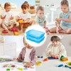 2 smėlio dėžių su dangčiu ir rankena rinkinys smėliui - nešiojama sensorinė smėlio dėžė vaikams, plastikinis padėklas smėliui, smėlio stalo padėklas mažyliams (mėlyna)