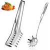 2 spaghetti šaukštų ir makaronų žnyplių rinkinys, spaghetti serviravimo rinkinys, galima plauti indaplovėje, pagamintas iš nerūdijančio plieno spaghetti šaukštų namams, viešbučiui, restoranui, banketui, bufetui ir kt.