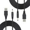 2 vnt. Usb A į Dc 1.35x3.5 mm maitinimo kabeliai, 1.5 m, juodi