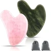 2 x gua sha akmuo, gua sha, guasha, gua sha akmuo, su 2 x velvetiniu maišeliu, veido masažas, gua, guasha akmuo, nefrito akmuo, gua sha rožinis kvarcas, gua sha rinkinys, veido akmuo, veido masažo akmuo