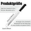 20 cm duonos peilis su dantytu kraštu, nerūdijantis plienas, specialus plieno ašmenys, juoda plastikinė rankena, galima plauti indaplovėje ir saugus maistui, idealus pjaustyti duoną, riestainius, pyragus