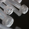 20 skaidrių permatomų plastikinių akrilinių varžtų su galvute pakuotė, su grioveliu + rifliuotas M6 x 20 mm