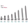 200 vnt. M3 304 nerūdijančio plieno Phillips galvutės sraigtai su įpjova M3x6mm/8mm/10mm/12mm/16mm/20mm/25mm/30mm