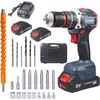 21 V Brushless akumuliatorinis suktuvas-gręžtuvas, akumuliatorinis gręžtuvas su 2 baterijomis 2000 Mah ir 1 greituoju įkrovikliu, akumuliatorinis gręžtuvas 55 Nm Max sukimo momentas, 13 mm gręžimo griebtuvas, 35 + 3 sukimo momento nustatymai, 24 dalys