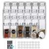 24x stikliniai indeliai prieskoniams 120ml, prieskonių indai + etiketės