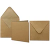 25 kraft popieriaus kortelių rinkiniai kvadratiniai 13,5 x 13,5 cm su vokais laiškams - perdirbtas vintažinis kortelių rinkinys - kvietimams