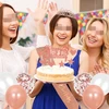 28-ojo gimtadienio dekoracija mergaitėms, gimtadienio karalienės tiara, princesės karūnos, 28-ojo gimtadienio juosta, 28 metų gimtadienio torto dekoracija, skaičių balionų rinkinys, mergaičių gimtadienio vakarėlio dekoras, rožinis auksas