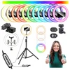 2control Rgb žiedinė lempa su stovu, nuotolinio valdymo pulteliu Bt, skirta Tiktok Youtube 26cm 360° galinga