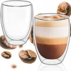 2x Springos Terminė stiklinė kavai Latte arbatai su dvigubu dugnu 350ml dovana