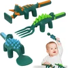 3 dalių vaikiškų įrankių rinkinys su dinozaurais, kūdikių įrankių rinkinys, vaikiški indai, kūdikių šaukšto ir šakutės rinkinys, skatina sveikus vaikų mitybos įpročius, dovana išrankiems valgytojams