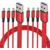 3-in-1 Usb 2.0 Micro Kabelis, 1.2m, Raudonas (2 vnt.)