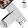 3-in-1 Usb atmintinė 256gb su Usb-c adapteriu, skirta telefonui/android/planšetei/pc/nešiojamam kompiuteriui, išorinė photostick atmintinė - efektyvus duomenų/nuotraukų/video atsarginis kopijavimas, suderinama su Ios ir Android (sidabrinė)