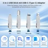 3-in-1 Usb atmintinė 256gb su Usb-c adapteriu, skirta telefonui/android/planšetei/pc/nešiojamam kompiuteriui, išorinė photostick atmintinė - efektyvus duomenų/nuotraukų/video atsarginis kopijavimas, suderinama su Ios ir Android (sidabrinė)