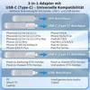 3-in-1 Usb atmintinė 256gb su Usb-c adapteriu, skirta telefonui/android/planšetei/pc/nešiojamam kompiuteriui, išorinė photostick atmintinė - efektyvus duomenų/nuotraukų/video atsarginis kopijavimas, suderinama su Ios ir Android (sidabrinė)