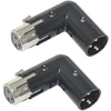 3 kontaktų xlr 90 laipsnių adapteris, reguliuojamas vyriškas į moterišką stačiu kampu xlr adapteris dmx kabeliui, juodas (2 vnt.)
