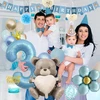3-ojo gimtadienio dekoracija, 3-iasis gimtadienis berniukui su baliono numeriu 3, gimtadienio reklaminis antraštė, gimtadienio kepurė ir gėlės balionas, balionai meškiuko tema vakarėlio dekoravimui 3 metų gimtadienio berniukui