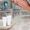 3 skaidrūs tušti daugkartiniai plastikiniai minkšti tūbelės buteliukai su atverčiamu dangteliu kosmetikai, kūno losjonui, rankų losjonui, šampūnui