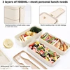 3 sluoksnių priešpiečių dėžutė bento box suaugusiems, 4-in-1 maisto ruošimo dėžutės su šakute ir šaukštu, 1000 ml maisto laikymo dėžutė vyrams moterims studentams, tinkama naudoti mikrobangų krosnelėje ir indaplovėje (smėlio spalvos)