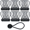 30 vnt. Bungee gumos su kamuoliuku, 10 cm, 4 mm storio