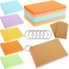 300 A6 formato kortelių rinkinys, 150 g/m² linijuotos kartotekos kortelės, spalvingos atmintinės kortelės su 6 rišimo žiedais, 12 kraft popieriaus kortelių kelionėms, mokyklai, biurui, namams (6 spalvos)