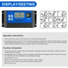 30a saulės įkrovimo valdiklis automobilio parametras 12v 24v saulės įkrovimo valdiklis su reguliuojamu Lcd ekranu dvigubu Usb prievadu laikmačio nustatymu Pwm skirtas Opne/agm/gel