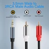 3.5 mm į 2 Rca Audio Kabelis, Paauksuotas, 0.3m (2 vnt.)