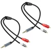 3.5 mm į 2 Rca Audio Kabelis, Paauksuotas, 0.3m (2 vnt.)