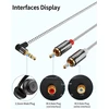 3.5mm į 2 Rca kampinis audio kabelis, 1m, paauksuotas
