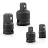 4 dalių adapterių rinkinys: 3/8 į 1/2, 1/2 į 3/8, 1/4 į 3/8 colio, 3/8 į 1/4 adapteris įvairių dydžių galvutėms arba veržliarakčiams, juodas