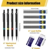 4 Mechaniniai Pieštukai 0.3-0.9mm su Papildymais ir Trintukais