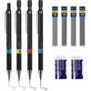 4 Mechaniniai Pieštukai 0.3-0.9mm su Papildymais ir Trintukais