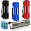 4 mini led žibintuvėlių rinkinys vaikams su 9 led, aliumininis mažas spalvotas nešiojamas žibintuvėlis su virvele ir 12 baterijų vaikams, stovyklavimui, avarinėms situacijoms