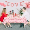 4 staltiesių rinkinys Valentino dienai, raudona Valentino dienos staltiesė su širdelėmis, spalvotos Valentino dienos staltiesės su širdelėmis, neperšlampamos, vestuvių dekoracijoms, Valentino dienos reikmenys, 51