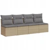 Lauko baldų komplektas 4 vietų sodo sofa, Pe ratanas, smėlio spalvos, 220x62x69 cm