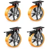 4 x 125 mm didelio apkrovos ratukai su stabdžiais, įskaitant 2 pasukamus ratukus su fiksatoriais, 2 pasukamus ratukus, 360° pasukami pramoniniai ratukai, didelio apkrovimo, skirti tyrimų laboratorijoms, pramonės įmonėms, apkrovai