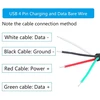 4 x stačiakampis Usb C į 4 kontaktų atvirą laidą 11 colių 90 laipsnių Usb Type C kištukas 4 kontaktų pigtail maitinimo ir duomenų kabelis 22awg 5v/3a, skirtas Usb Type C įrenginio Diy kabeliui